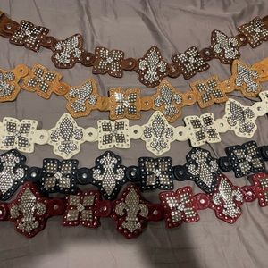 New with tag charm and luck genuine leather belt w stones